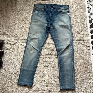 John Elliott Blue Skinny Jeans with Gradient Fade